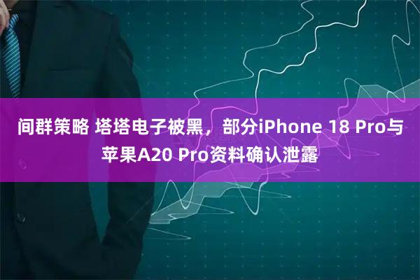 间群策略 塔塔电子被黑，部分iPhone 18 Pro与苹果A20 Pro资料确认泄露